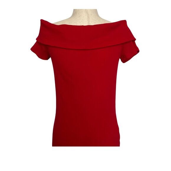 NWT Loft Ribbed Off The Shoulder Top Women's Size 12/14L/XL Tango Red - Picture 3 of 7